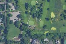 An aerial view of the Meadowbrook golf course maintenance shed